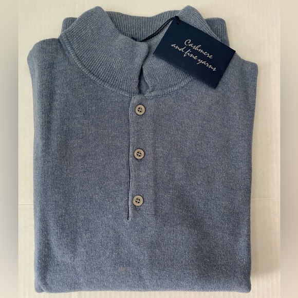 Polo Sweater Cashmere/ Merino wool blend  1/2 Button M - Picture 1 of 4